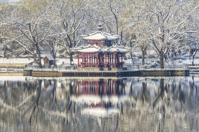 雪后陶然亭公园湖心亭