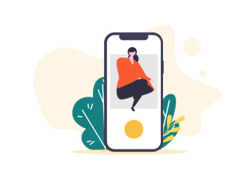 手机屏幕上的自拍照片