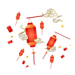 中国风节日灯笼与红包