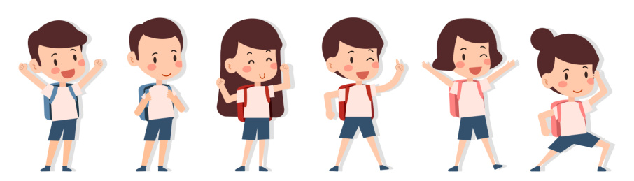 背书包可爱小孩扁平矢量图