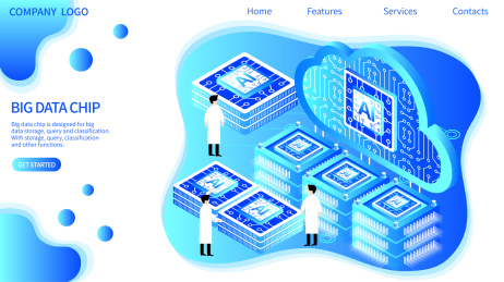 大数据AI云计算科技矢量插画
