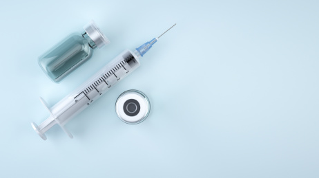 药物疫苗药瓶和注射器，3d渲染