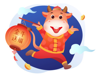 牛年卡通形象矢量插画