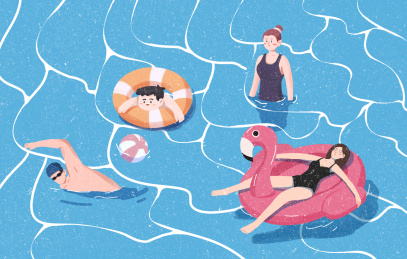 夏天游泳池游泳