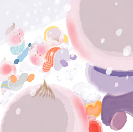 冬天打雪仗的小朋友们