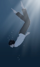 下海游泳的男子
