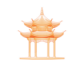浙江杭州西湖集贤亭矢量插画设计素材