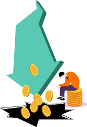 市值蒸发金融概念插画