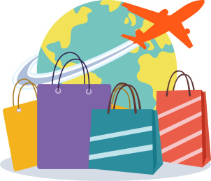 海外代购经济概念插画