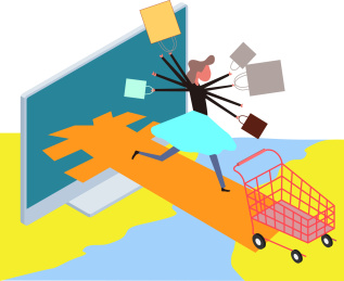 海外代购经济概念插画