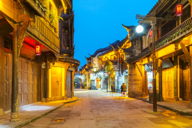 黄龙溪古镇景区夜景