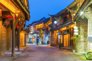 黄龙溪古镇景区夜景