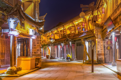 黄龙溪古镇景区夜景