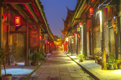 黄龙溪古镇景区夜景