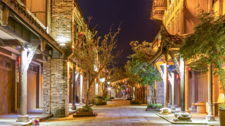 黄龙溪古镇景区夜景