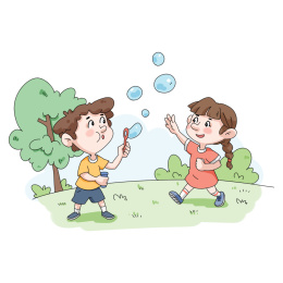 两位小孩子在开心的嬉戏