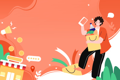 拿着购物袋的人矢量插画