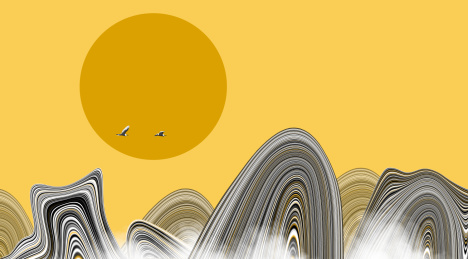 中国风意境抽象山水风景画