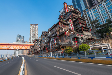 重庆市洪崖洞万里无云景观