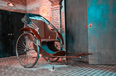 老上海街头的黄包车