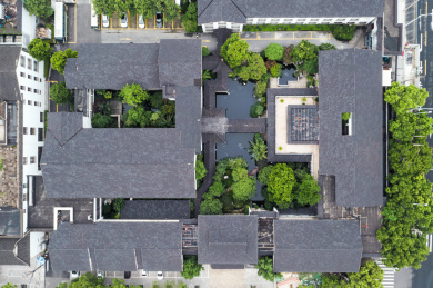 航拍苏州盘门景区中式园林建筑苏州古城