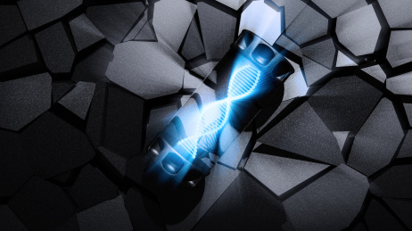  医疗分子DNA链条研究三维概念图