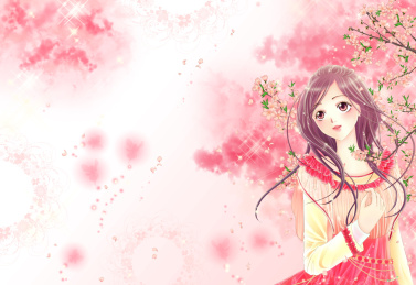 桃花与少女 少女 桃花