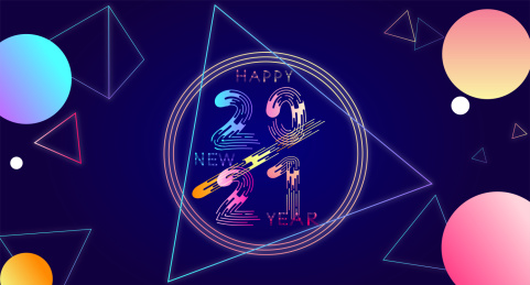 2021新年数字艺术字的插画