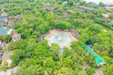 西双版纳泼水广场泼水节航拍