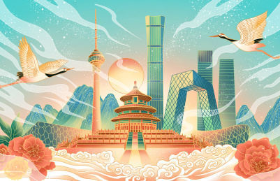 中国风北京城市组合景象