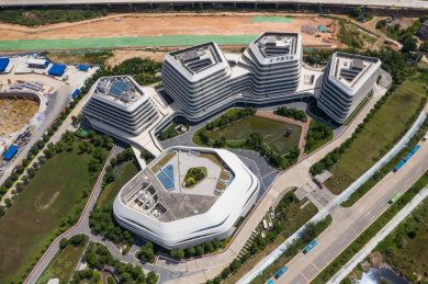 广州鸟瞰视角黄浦区知识城航拍