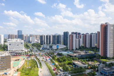 广州鸟瞰视角黄浦区知识城航拍