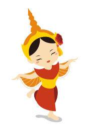 传统泰国女孩翩翩起舞矢量插画