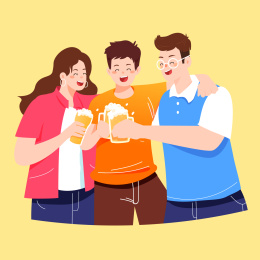 喝酒庆祝的人矢量插画