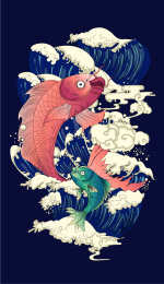 海浪里跳跃的鱼