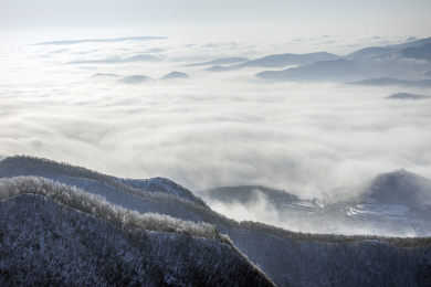 中国河南省禹州市大鸿寨雾凇云海冰雪