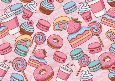 少女甜美风甜品卡通美食玛卡龙食物蛋糕糖果