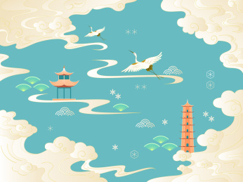 中国风古典云纹仙鹤底纹