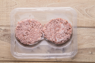 冷冻的人造植物汉堡肉饼