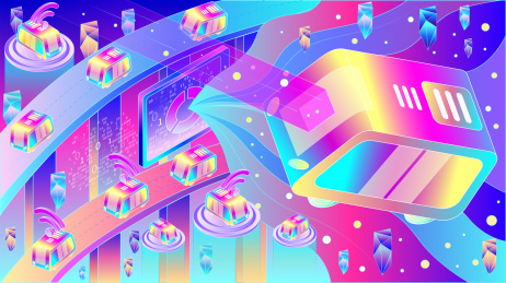 炫彩渐变AR大数据科技未来矢量插画