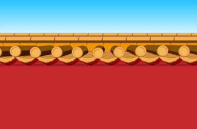 古代围墙建筑插画 红色