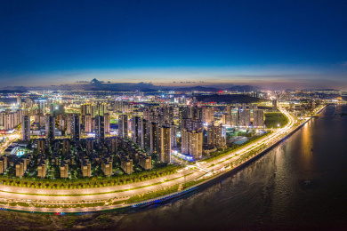 珠海市金湾区航空新城城市天际线夜景