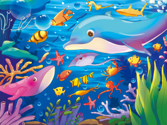 海底世界动物鲸鱼插画手绘