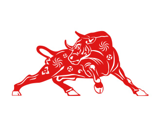 春节花窗剪纸艺术牛年绘画插画