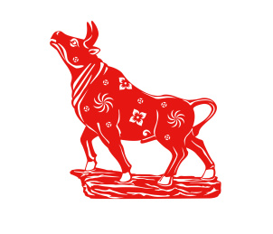 剪纸牛中国传统剪纸窗花门贴红色牛