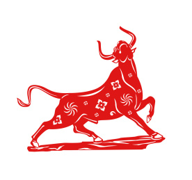 剪纸牛中国传统剪纸窗花门贴红色牛