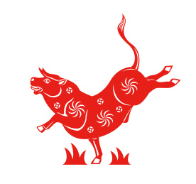 中国传统剪纸牛红色窗花门贴