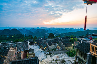 广东清远连南县南岗村千年瑶寨黎明蓝调