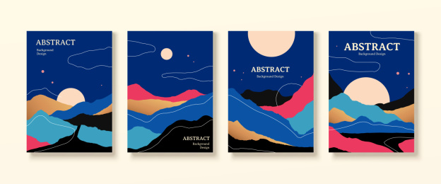 抽象夜晚山景背景模版