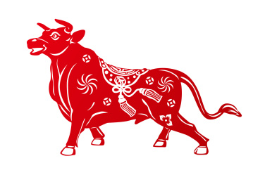 牛年剪纸中国传统剪纸牛红色窗花门贴